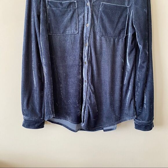 Umgee-Crushed Velvet Button Down Long Sleeve - Picture 7 of 9